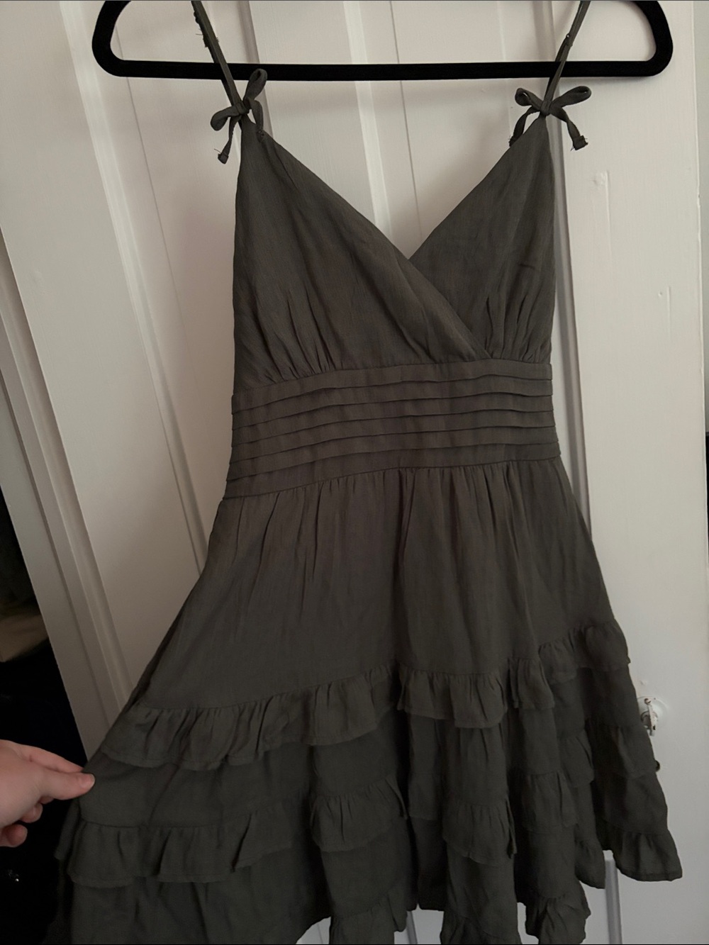 Francesca's Collections Olive Strapless Tiered Ruffle Dress